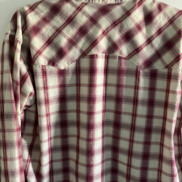 Wrangler Wrancher Shirt Men’s Large Pearl Snap Long Sleeve Maroon Western Wear. - Picture 9 of 12